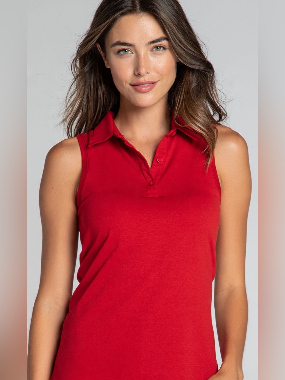 Vintage Jones New York sport Red Sleeveless button down Polo Tank NOS